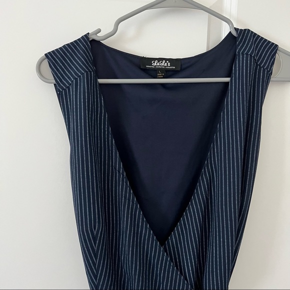 MOVING SALE! Lulus pin striped wrap dress hi low - Picture 3 of 8